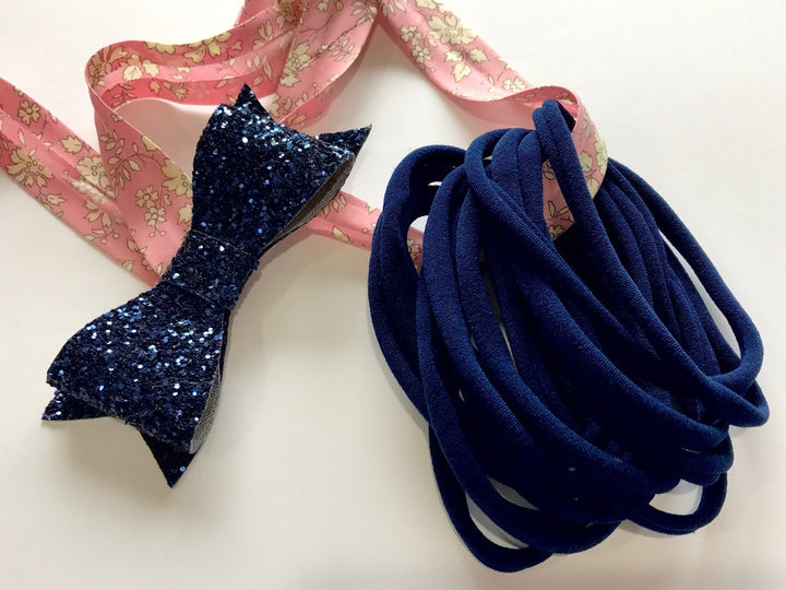 Bandeaux en nylon BLEU MARINE, bandes en nylon doux, bandeaux pour bébés, arcs de bricolage, fournitures d’arc de cheveux, fournitures de bricolage, taille unique pour la plupart des bandeaux