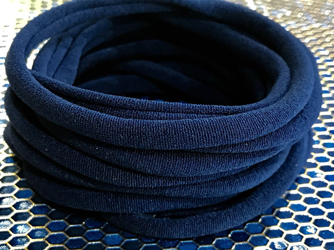 Bandeaux en nylon BLEU MARINE, bandes en nylon doux, bandeaux pour bébés, arcs de bricolage, fournitures d’arc de cheveux, fournitures de bricolage, taille unique pour la plupart des bandeaux