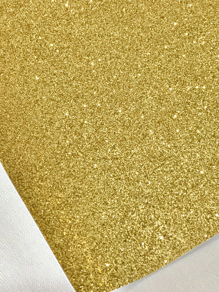 Fine Gold Glitter Leatherette Fabric Sheet Thin 0.6mm
