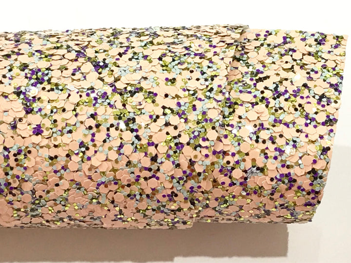 Tissu épais à paillettes hexagonales Peachy Keen