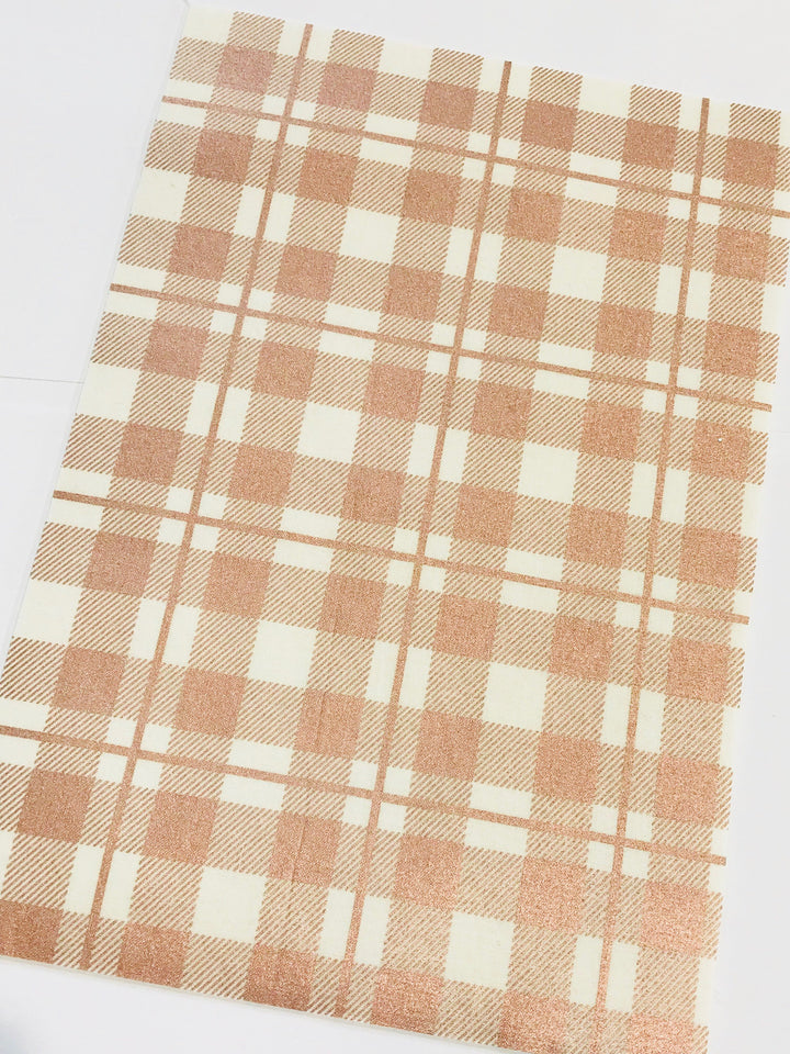 Blush Rose Gold Plaid Double Sided Fabric Sheets