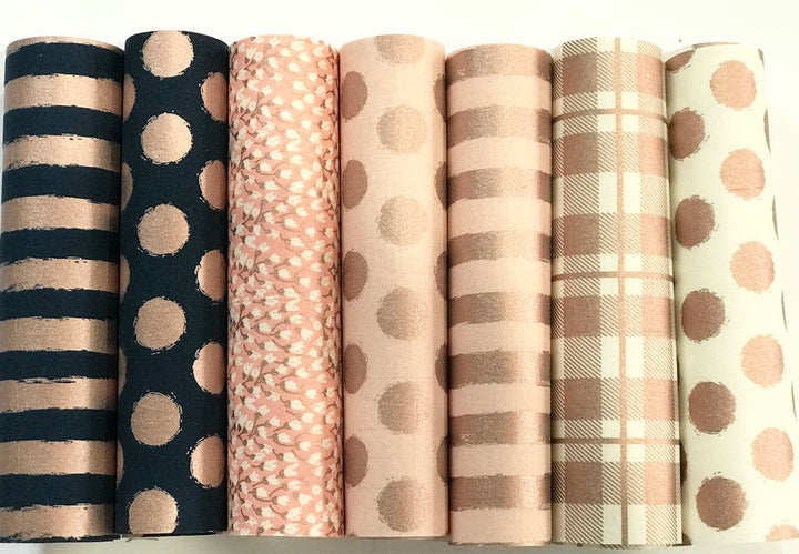 Feuilles de tissu double face Blush Rose Gold Stripes - Blush