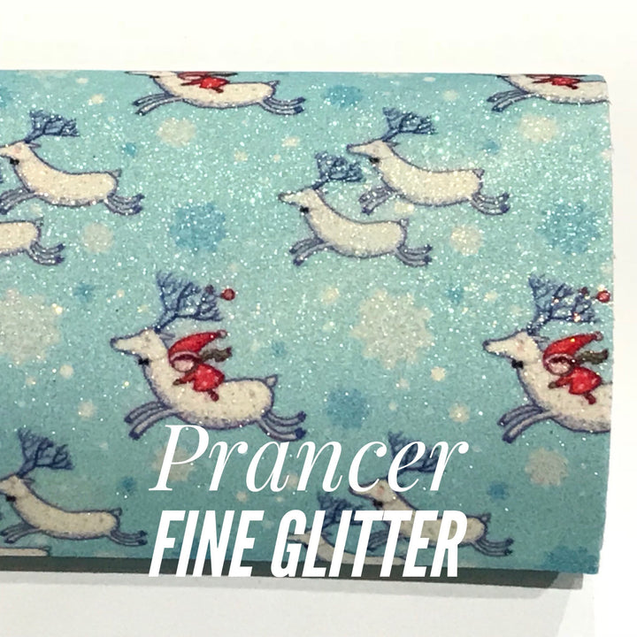 Prancer Reindeer Christmas Fine Glitter Fabric Sheet