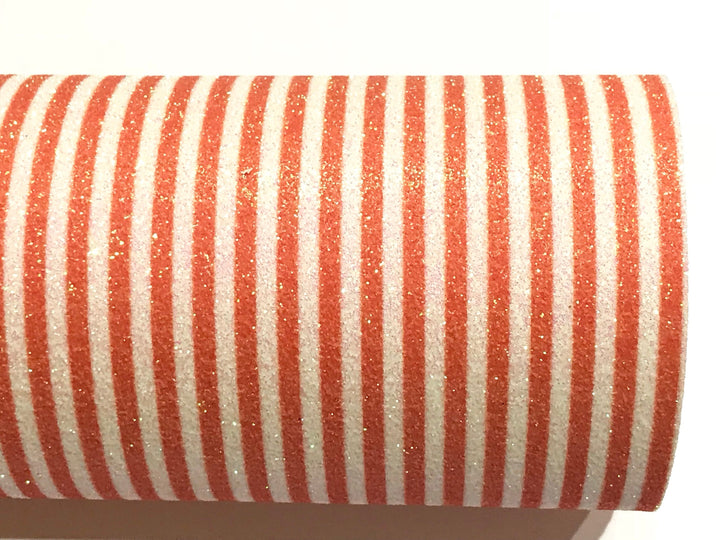 Feuilles A4 de tissu à paillettes à rayures orange et blanches de 0,9 mm