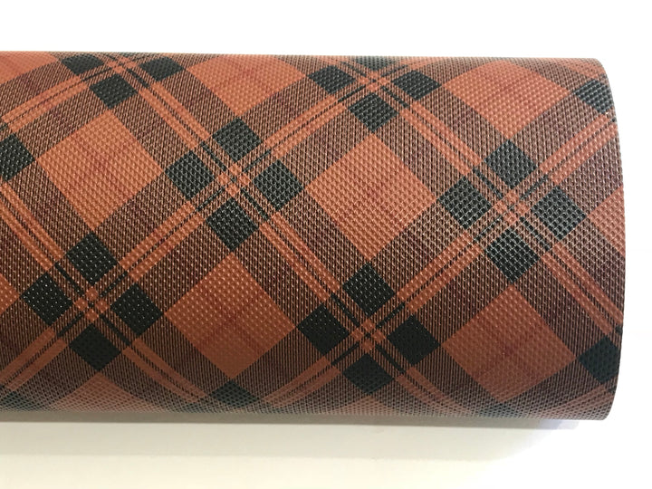 Brown Black Tarten Leatherette Sheet 0.8mm Thickness A4 Size Faux Leather Fabric