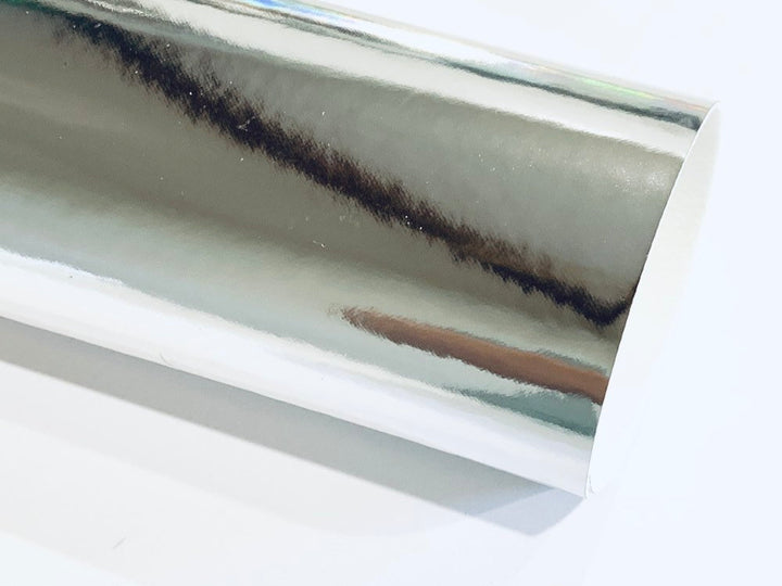 Similicuir verni miroir argenté, épaisseur 0,8 mm, cuir brillant argenté A4