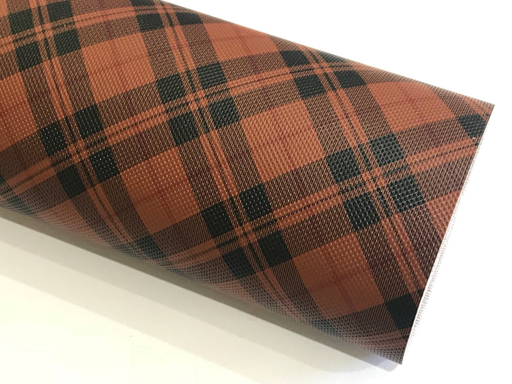 Brown Black Tarten Leatherette Sheet 0.8mm Thickness A4 Size Faux Leather Fabric