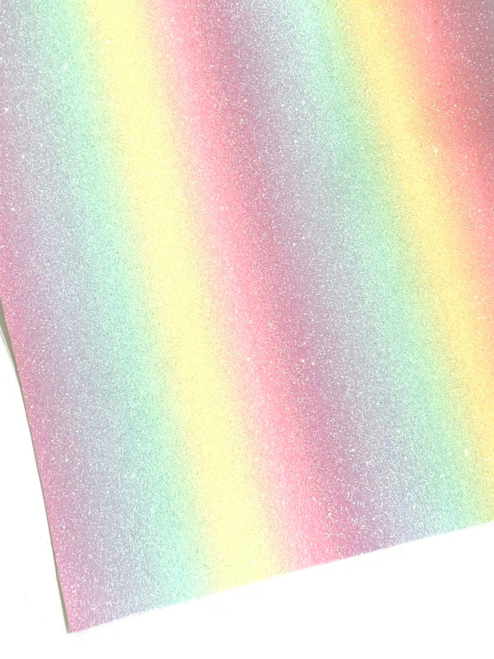 Tissu à fines paillettes arc-en-ciel pastel