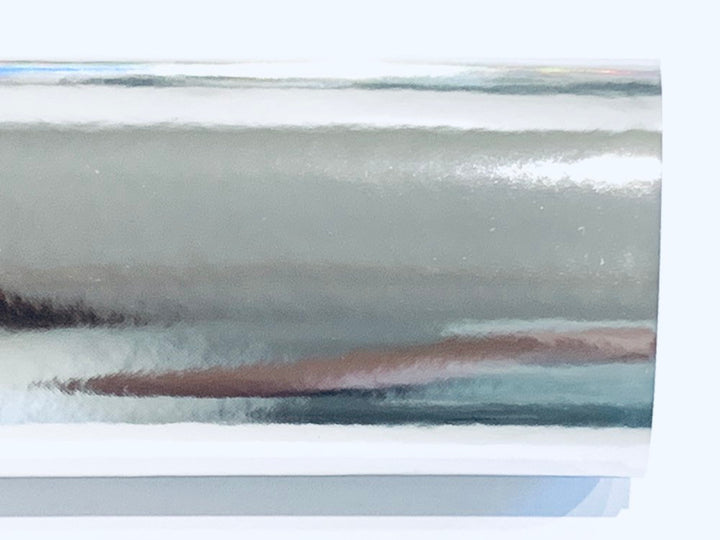 Similicuir verni miroir argenté, épaisseur 0,8 mm, cuir brillant argenté A4