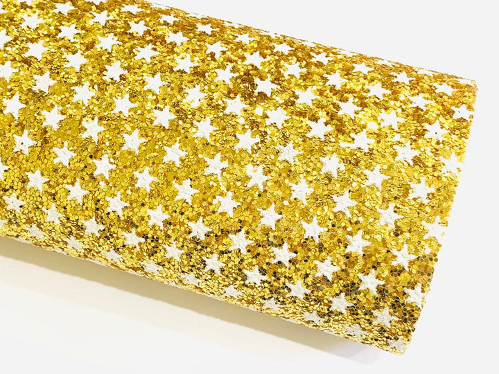 Gold Stars Chunky Glitter Fabric Sheet