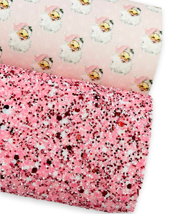 Paillettes épaisses rose rouge et blanc