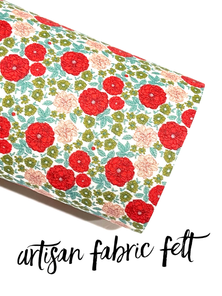 Feuille de feutre en tissu floral rouge