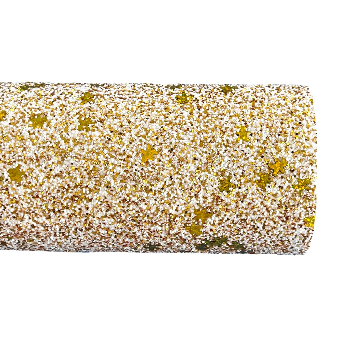 Bonhomme en pain d'épice en or blanc pailleté avec revers feutré