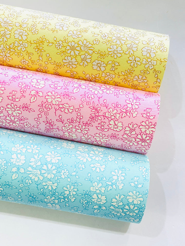 Trio de feuilles de tissu à dos en feutre floral - également disponible avec des paillettes assorties