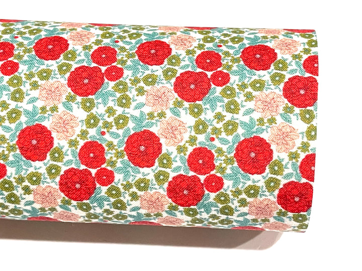 Feuille de feutre en tissu floral rouge