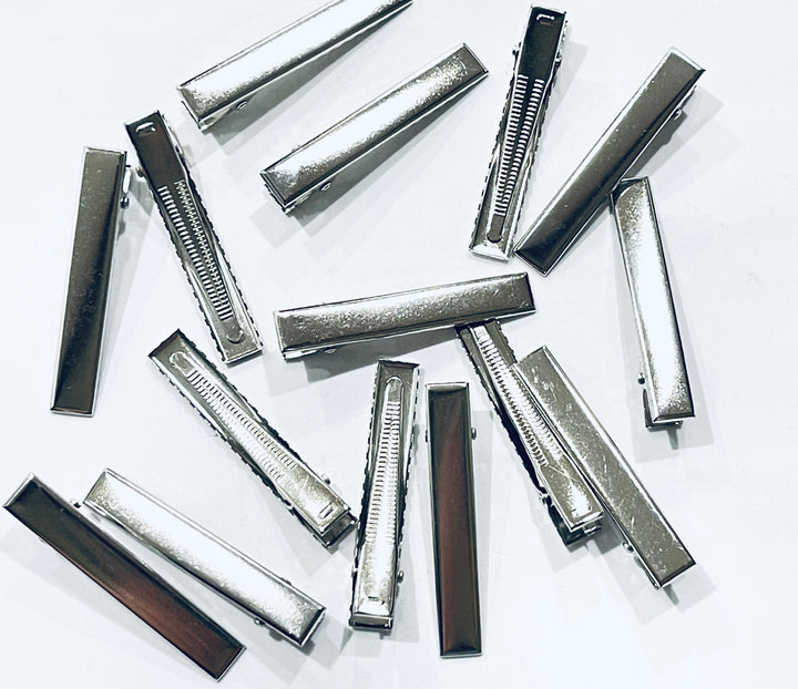 Pinces à cheveux alligator de qualité argent 55 mm 25, 50 ou 100