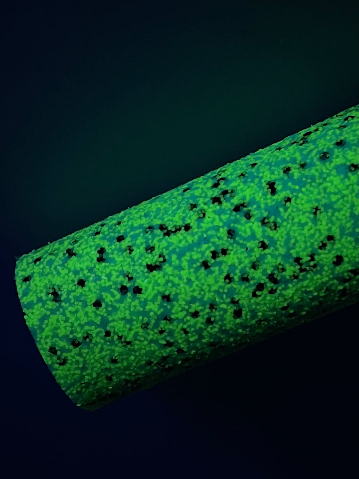 Green Black Glow in the Dark Chunky Glitter Leather