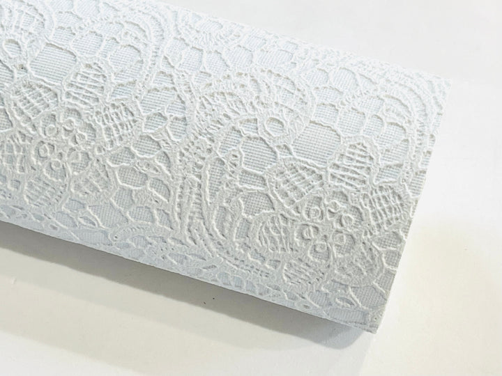 Feuille de similicuir gaufré en dentelle Gelato bleu pâle