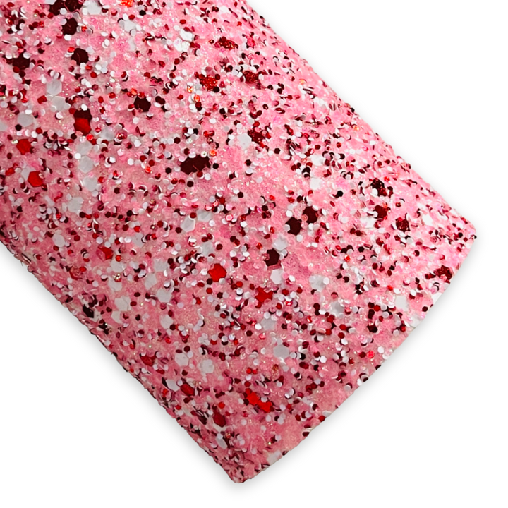 Paillettes épaisses rose rouge et blanc