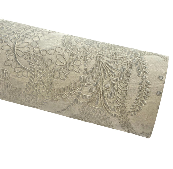 Grey Floral Embossed Faux Leather