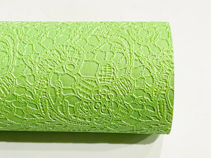 Feuille de similicuir gaufré en dentelle Gelato vert pomme