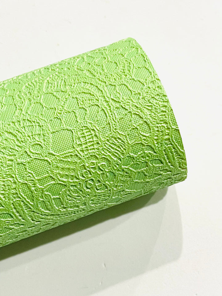 Feuille de similicuir gaufré en dentelle Gelato vert pomme