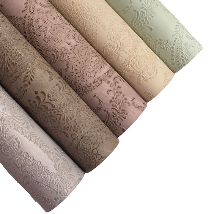 Similicuir gaufré floral couleur chair