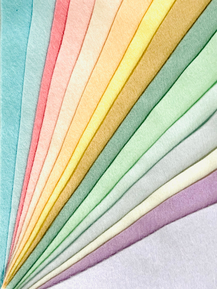 Unicorn Rainbow Wool Felt Bundle -  15 Sheets