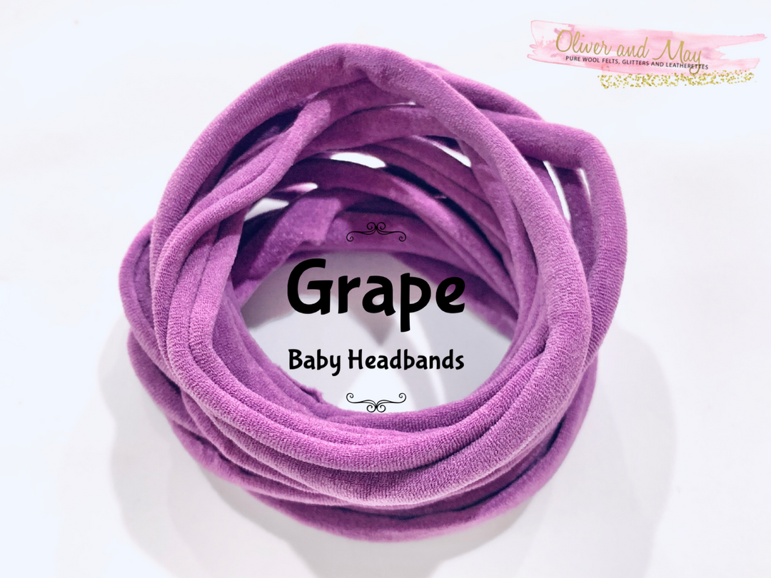 GRAPE Nylon Headbands, Soft Nylon Bands, Baby Headbands, DIY Bows, Hair Bow Supplies, DIY Supplies, One Size Fits Most Headbands