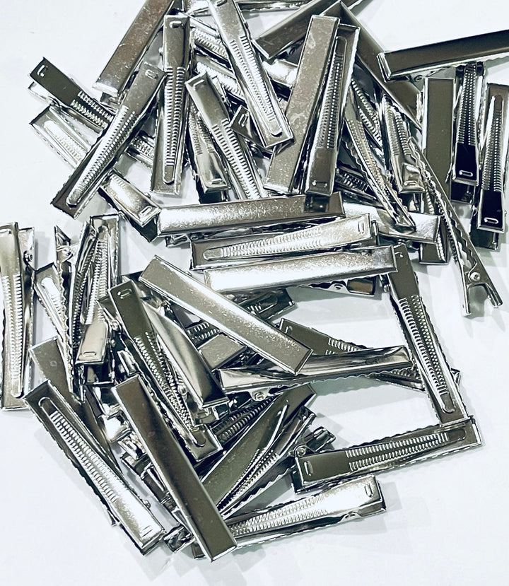 Pinces à cheveux alligator de qualité argent 55 mm 25, 50 ou 100