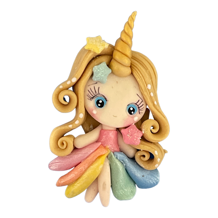 Rainbow Unicorn Princess Bow Clay Embellishment