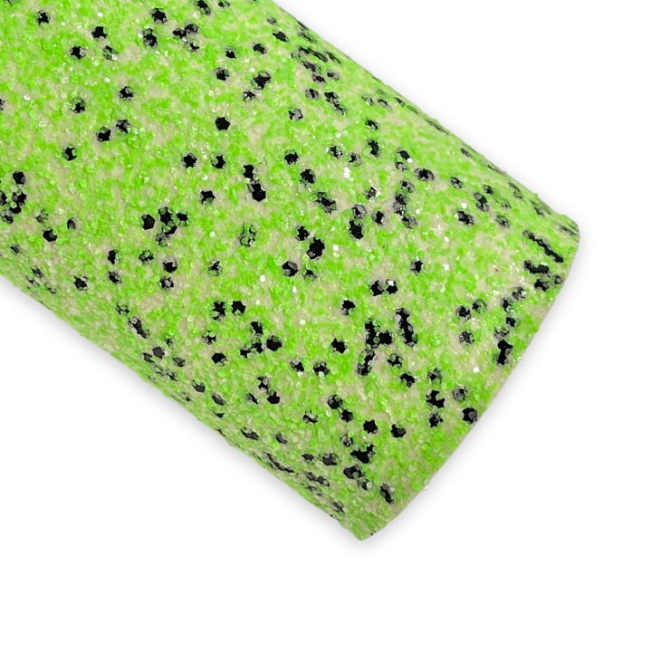 Green Black Glow in the Dark Chunky Glitter Leather