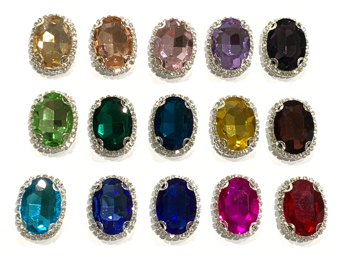 Fuchsia Oval Rhinestone Flatback Embellishments 18 x 25mm