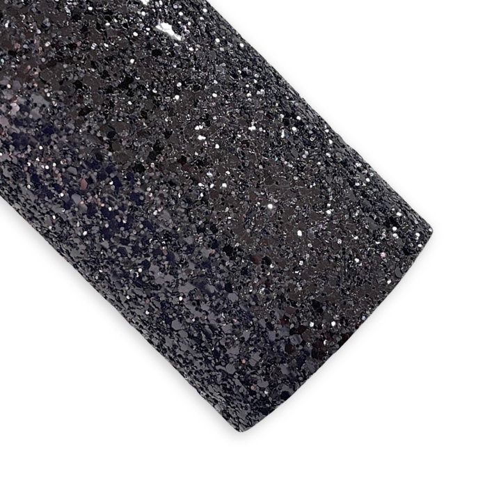 Glam Black Sparkle Chunky Glitter Leather - Black Glitter Leather