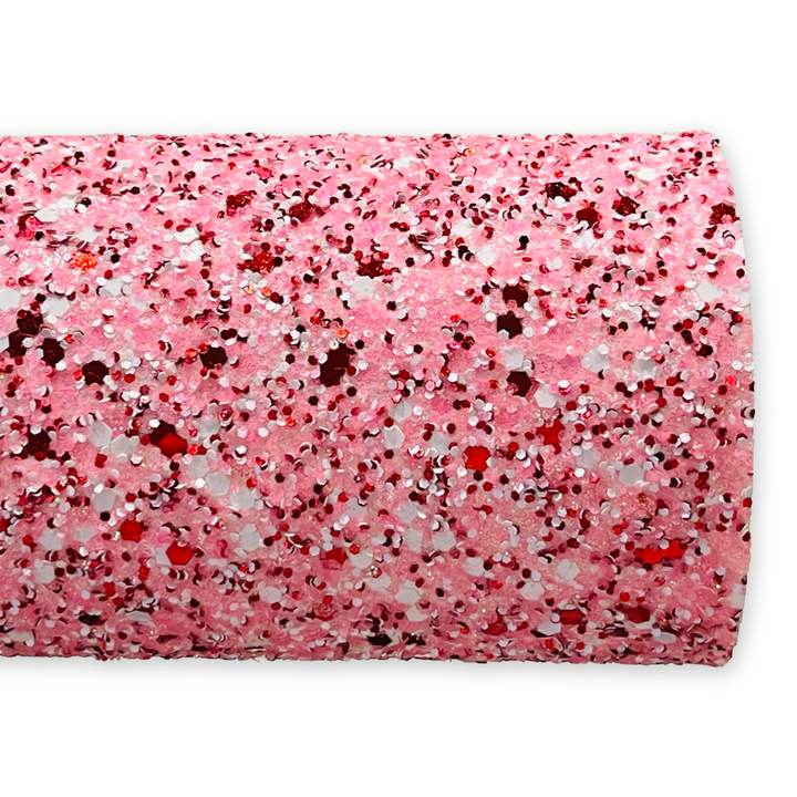 Paillettes épaisses rose rouge et blanc