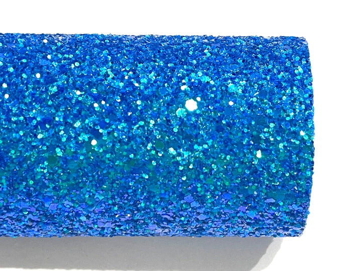 Azure Chunky Glitter Leather - Ultimate Neon Rainbow