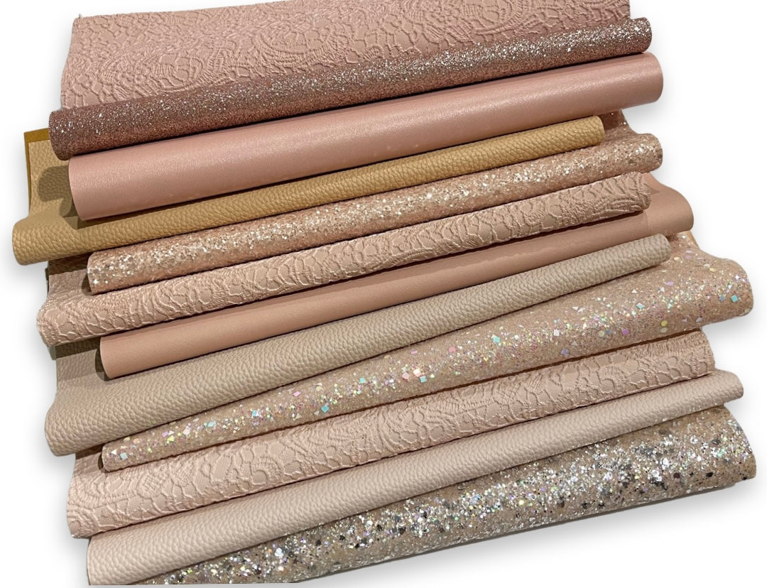 Boho Beige Ultimate Glitter Leatherette 12 Sheet Bundle