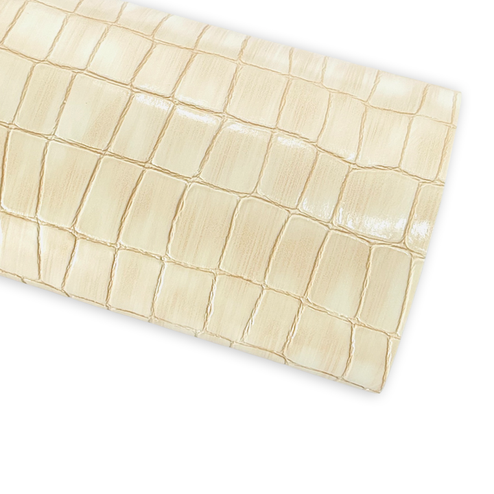 Similicuir imitation crocodile gaufré - Crème