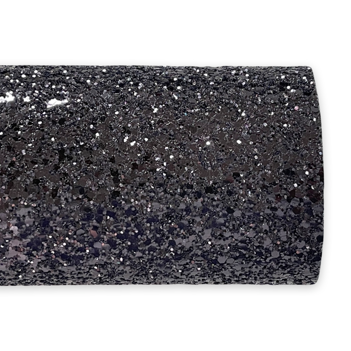 Glam Black Sparkle Chunky Glitter Leather - Black Glitter Leather