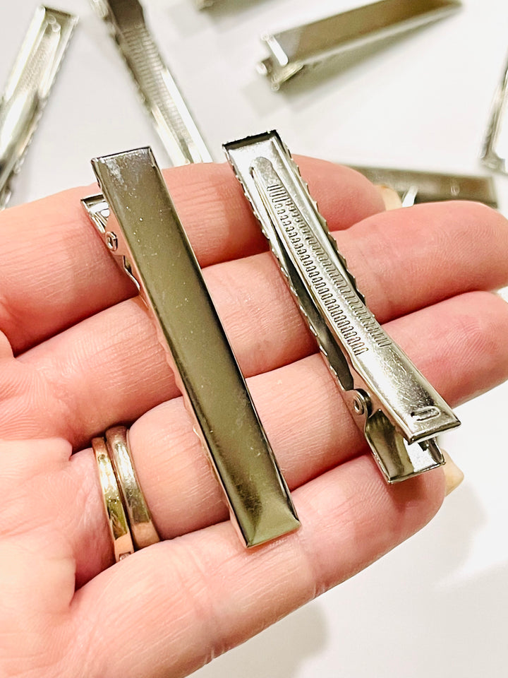 Pinces à cheveux alligator de qualité argent 55 mm 25, 50 ou 100