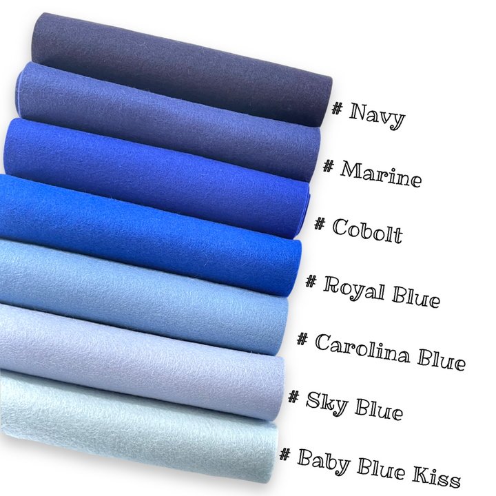 Shades of Blue 7 Sheet Pure Merino Wool Felt Bundle