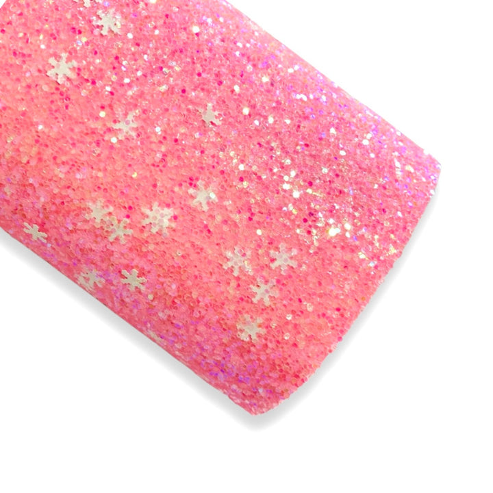 Flocon de neige rose à grosses paillettes