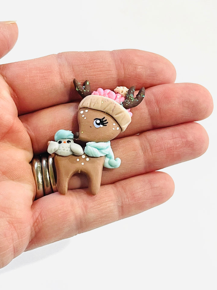 Christmas Reindeer Bow Clay Embellishment