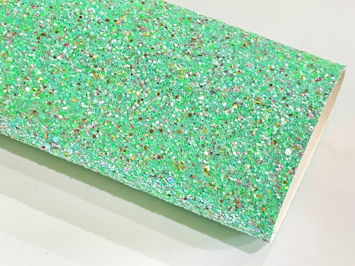 Paillettes épaisses multicolores à la menthe avec des pépites d'argent, de rose et d'or