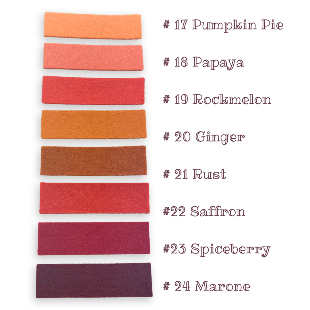 Autumn Tones Lot de 8 feuilles de feutre de laine mérinos pure