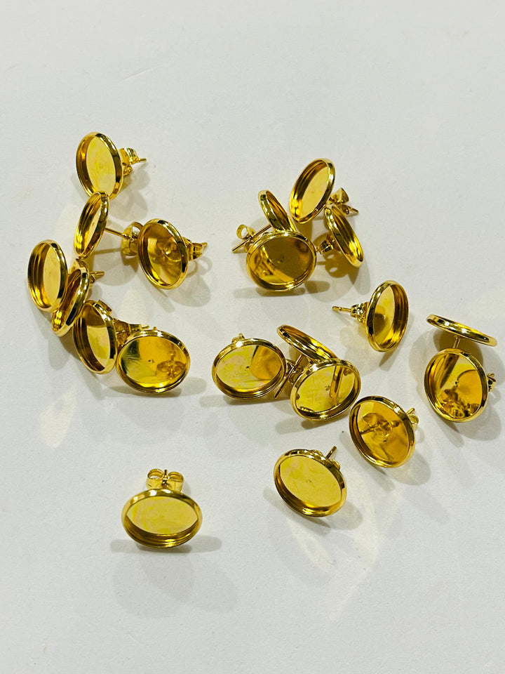 Gold Bezel Studs | 12mm |1, 10 or 25 Pairs