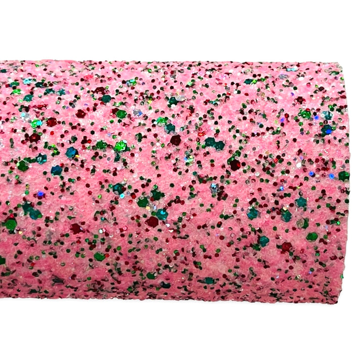 Cocktail de Noël à grosses paillettes roses