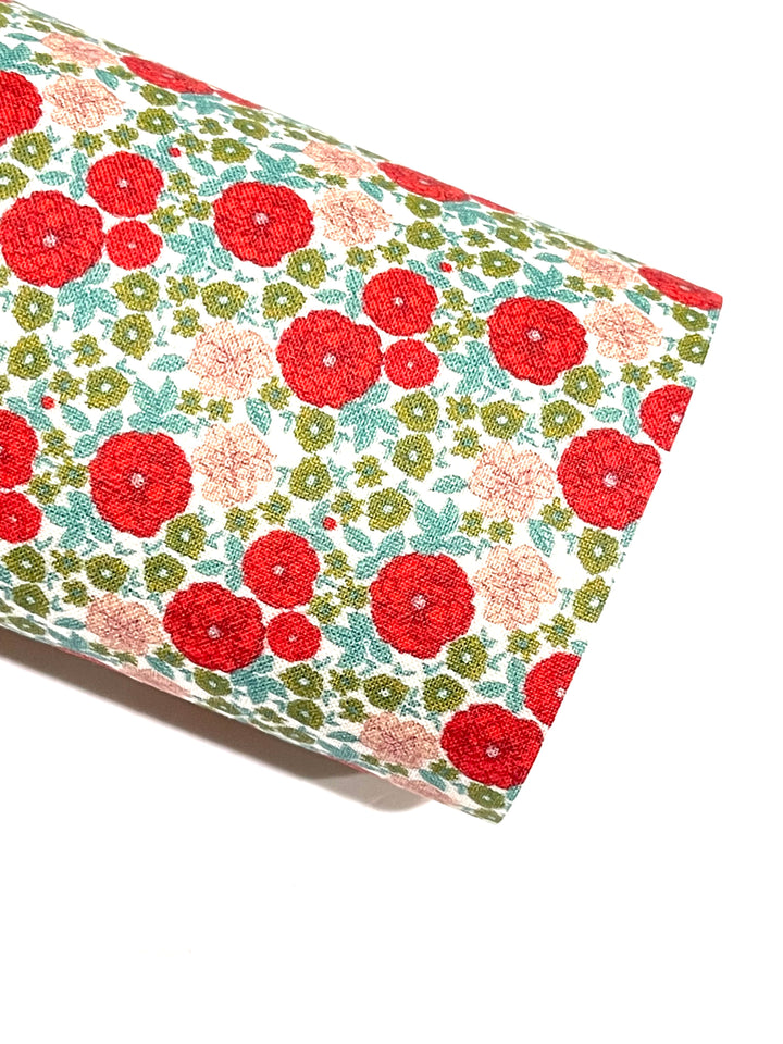 Feuille de feutre en tissu floral rouge