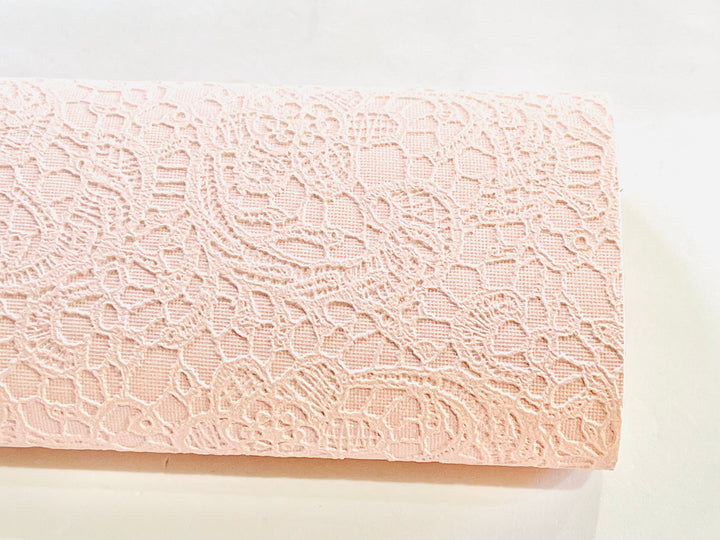 Soft Pink Gelato Lace Embossed Faux Leatherette Sheet