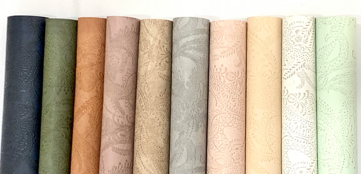 Grey Floral Embossed Faux Leather